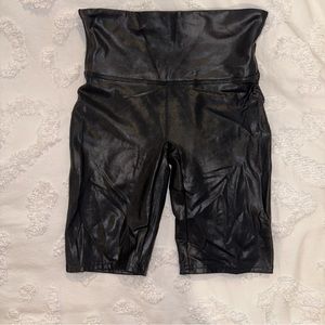 Spanx Faux Leather Biker Shorts - Medium